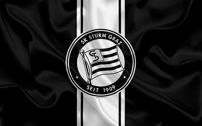 Sturm Graz FC Austrian football club, emblem, logo, Austrian Bundesliga, Austrian football championship, football, Graz, Austria, silk texture, HD wallpaper