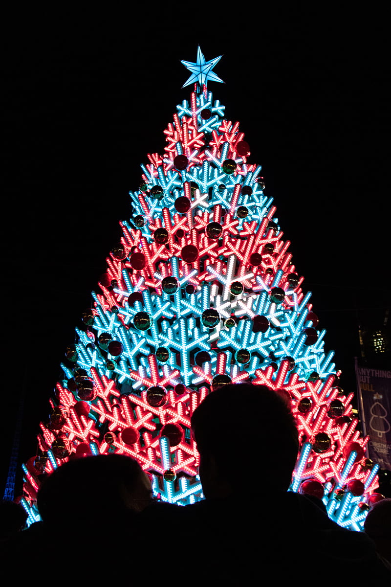 tree, illumination, decoration, new year, christmas, HD phone wallpaper