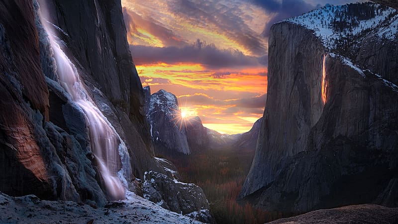 Horsetail Falls California Waterfall , waterfall, california, mountains, nature, HD wallpaper