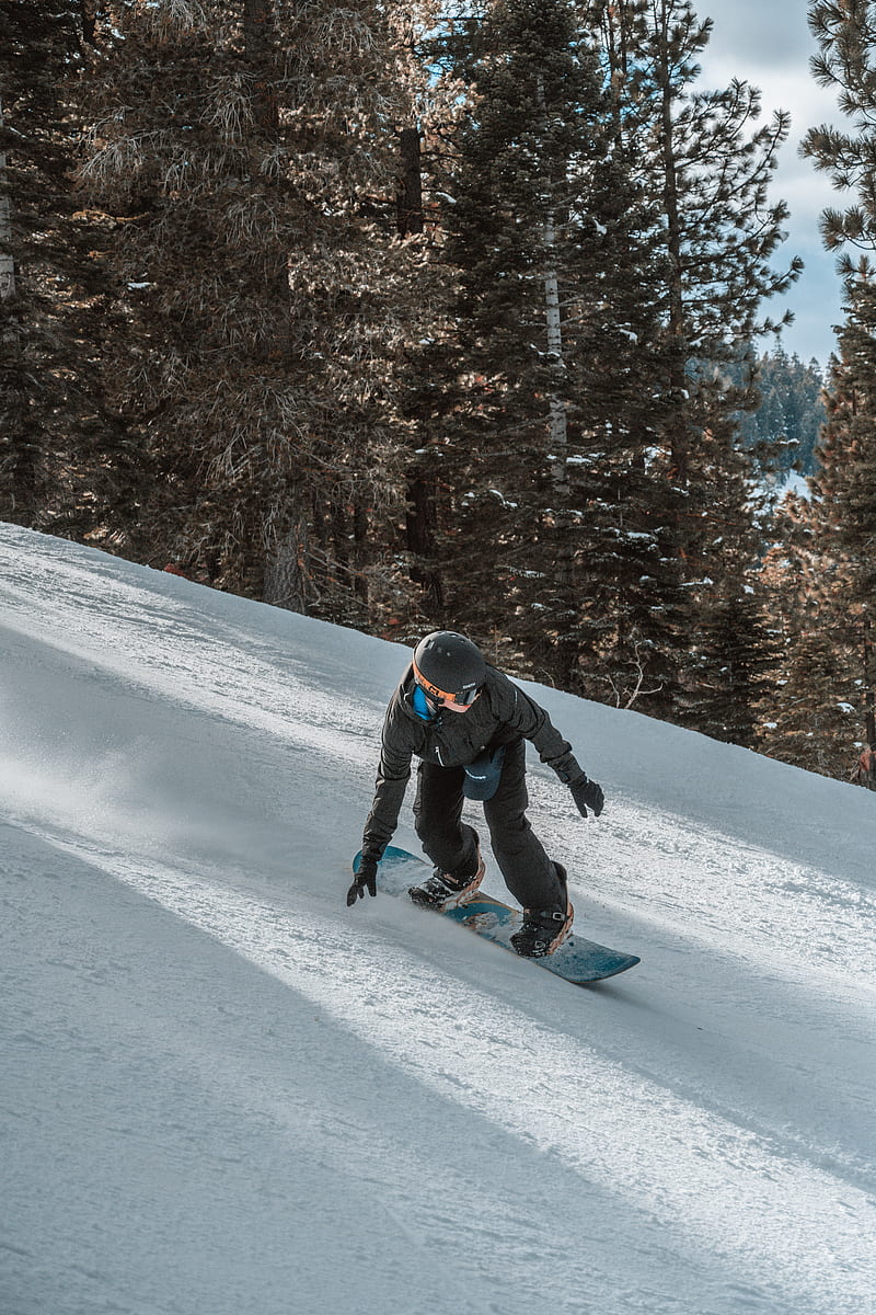snowboarder, snowboard, helmet, slope, snow, HD phone wallpaper