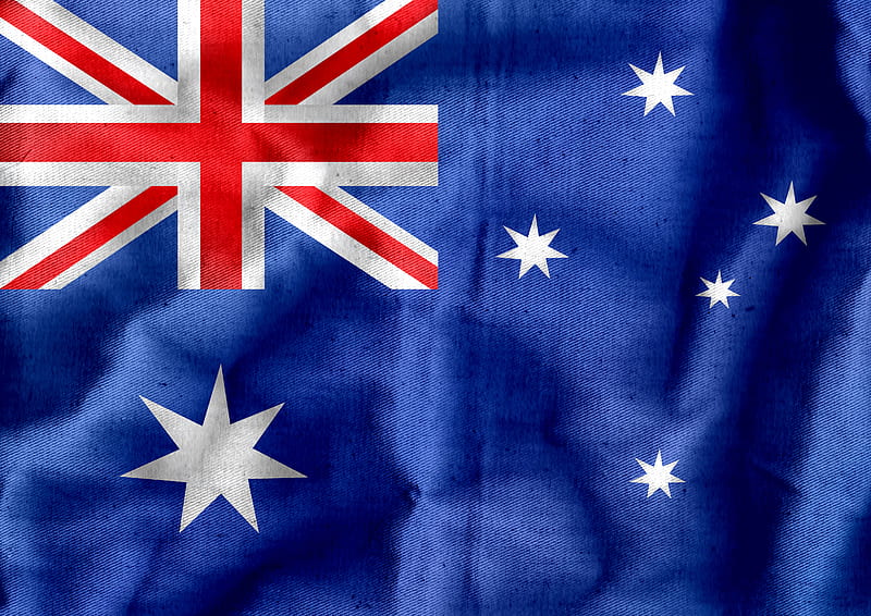 Textile Australian flag with crumples, HD wallpaper