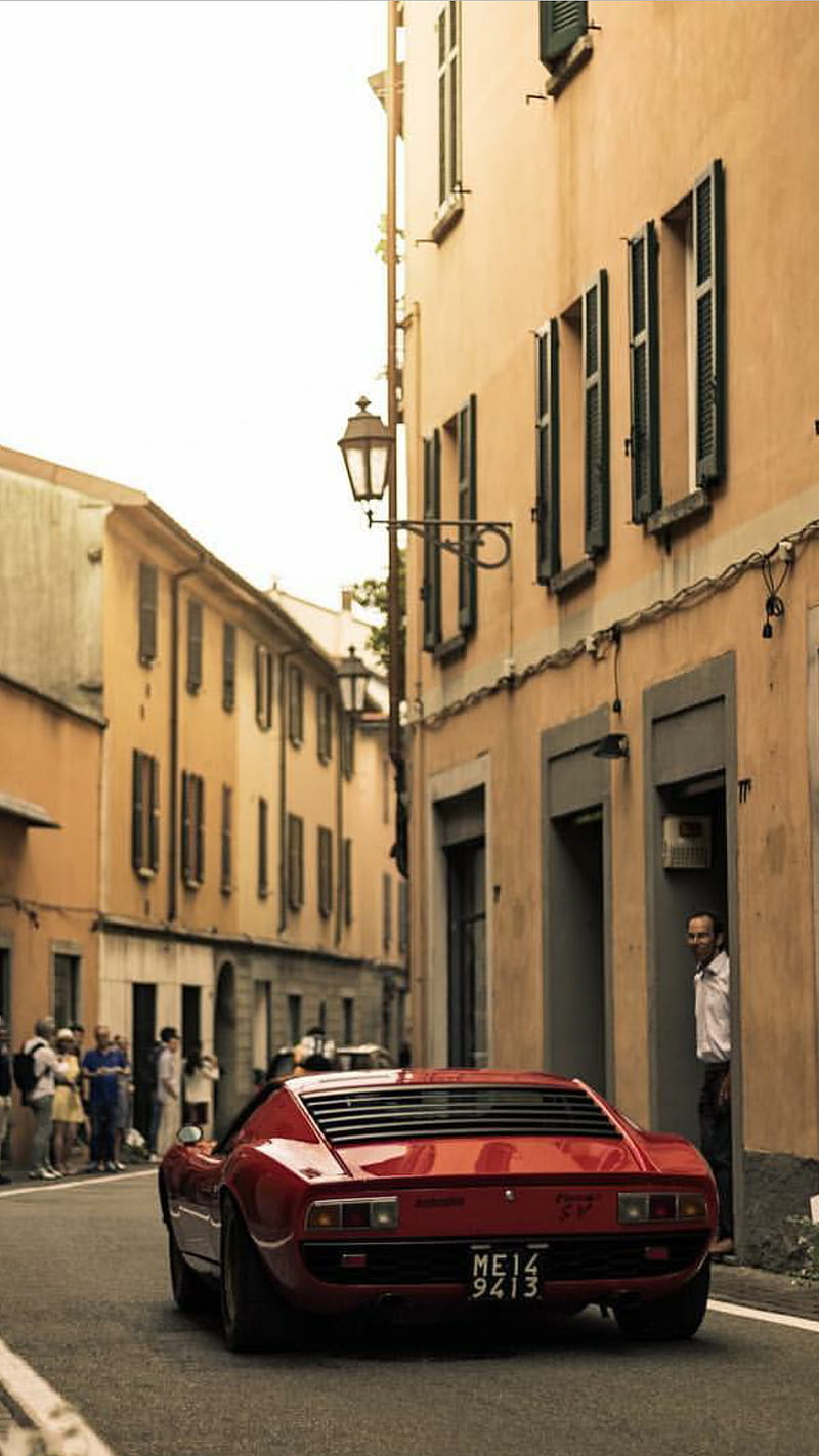 Lamborghini Miura SV, car, carros, italy, old, red, HD phone wallpaper