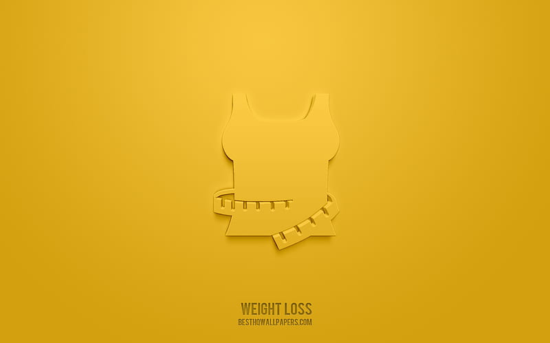 Weight loss 3d icon, yellow background, 3d symbols, Weight loss, Health icons, 3d icons, Weight loss sign, Health 3d icons, HD wallpaper