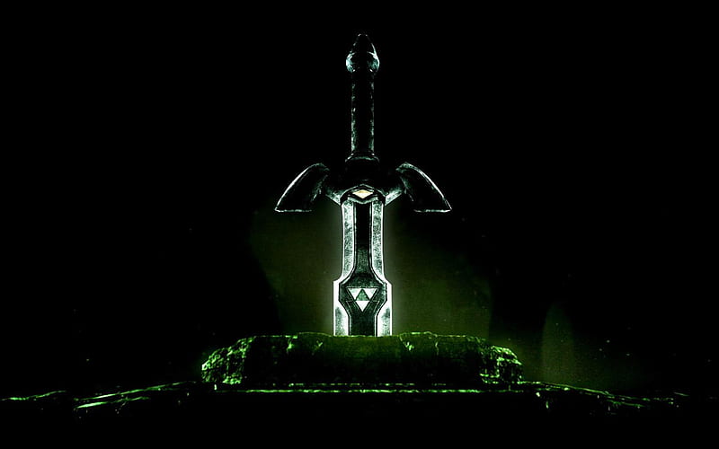 Green Glowing Sword In A Minecraft World Background, Pictures Of A