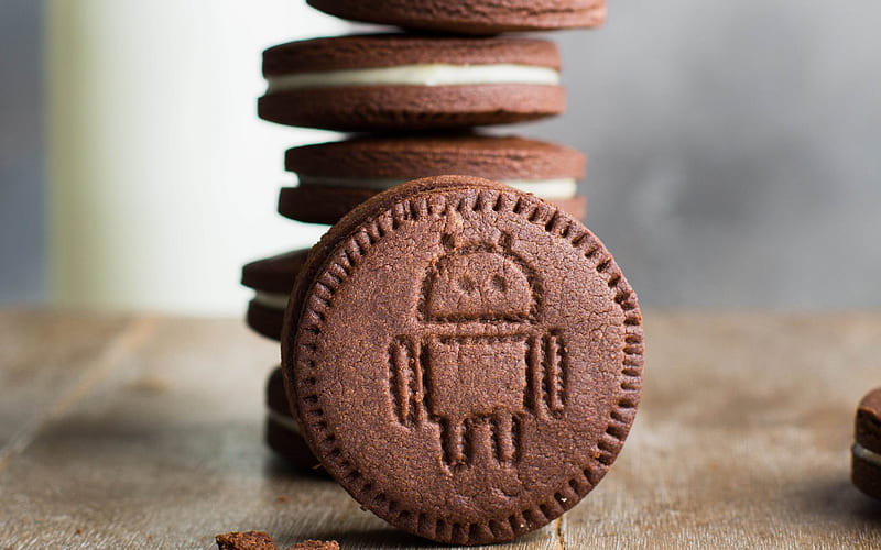 Android logo, chocolate cookies, sweets, emblem, cookies, Android, HD wallpaper