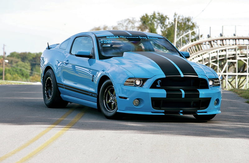  -Ford-Mustang-Shelby-GT5, Grabber Blue, Ford, rayas negras, Fondo de pantalla HD