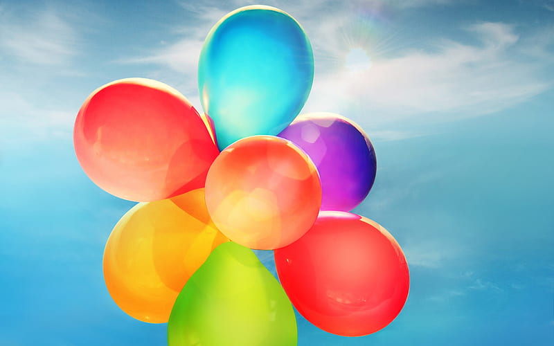 Colorful Ballons, colorful, balloons, nature, HD wallpaper