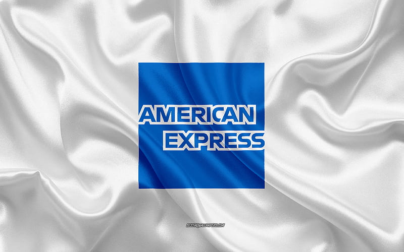 American Express logo, airline, white silk texture, airline logos, American Express emblem, silk background, silk flag, American Express, HD wallpaper