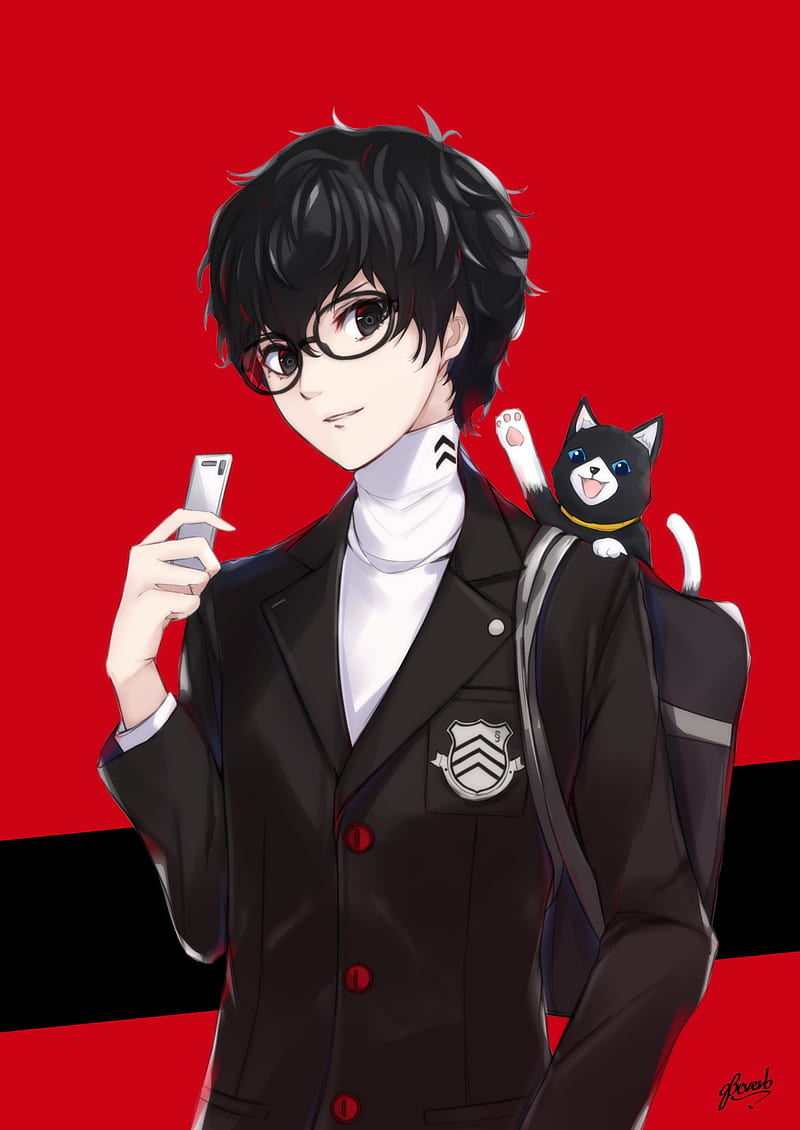 persona 5, amamiya ren, glasses, anime games, Anime, HD phone wallpaper