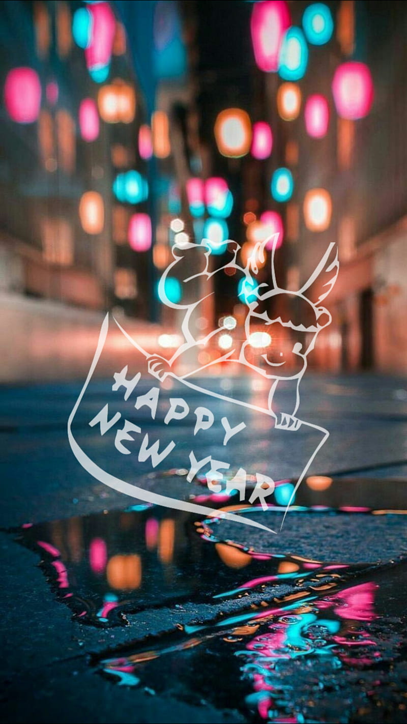 NewYear19 v2, christmas , newyear19, graphy, rainy, streets, night, new years, 2019, HD phone wallpaper