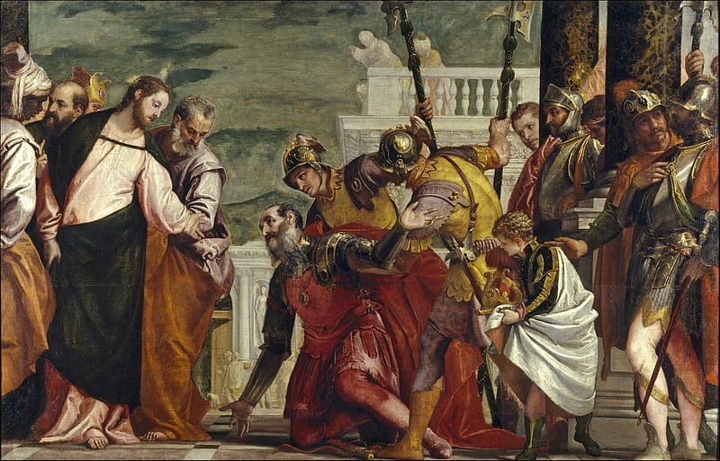 Veronese. Jesus and centurion, centurion, healing, Christ, Jesus, HD wallpaper