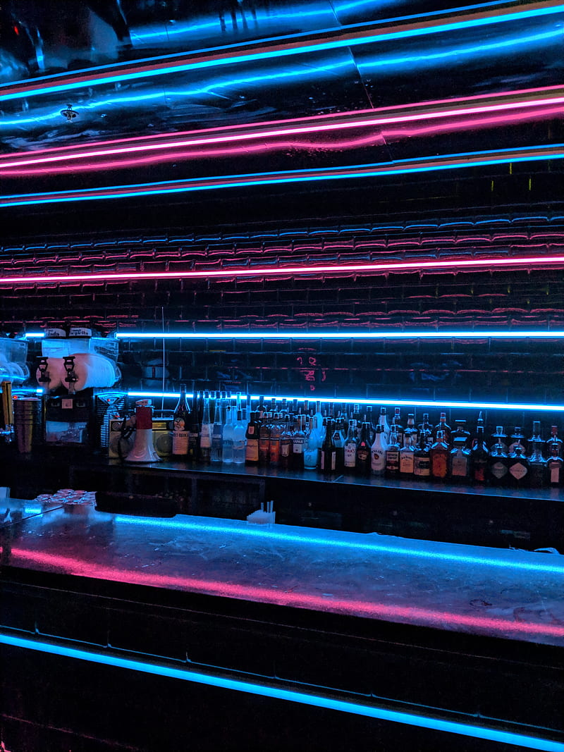 Retro bar, bar, drinks, neon, nightclub, retro, HD phone wallpaper