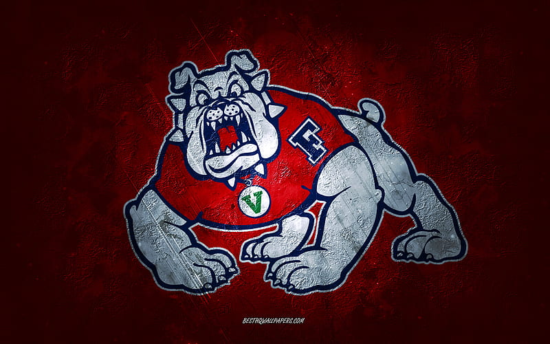 Fresno State Bulldogs, American football team, red background, Fresno State Bulldogs logo, grunge art, NCAA, American football, USA, Fresno State Bulldogs emblem, HD wallpaper