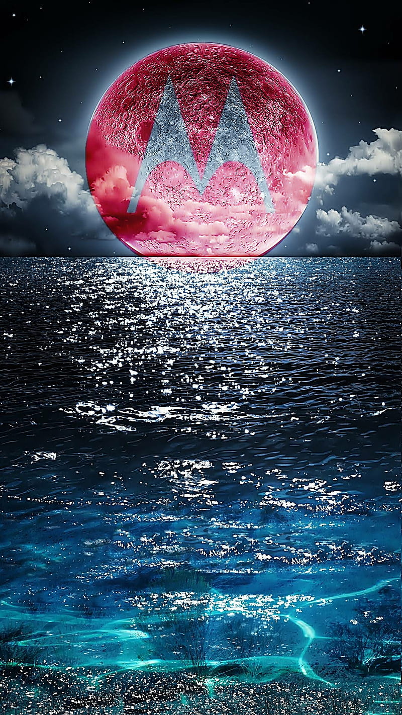 Motorola, moon, moonlight, sea, HD phone wallpaper