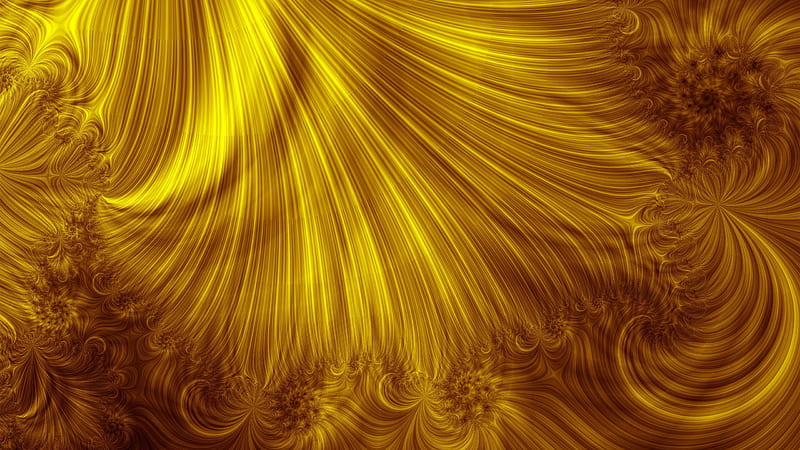 Gold Fractal Abstract Gold, HD wallpaper