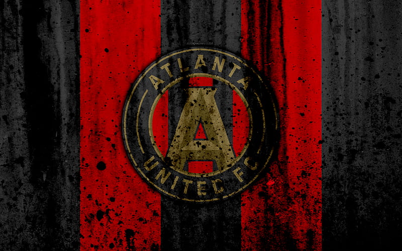FC Atlanta United, grunge, MLS, art, Eastern Conference, football club, USA, Atlanta United, soccer, stone texture, logo, Atlanta United FC, HD wallpaper