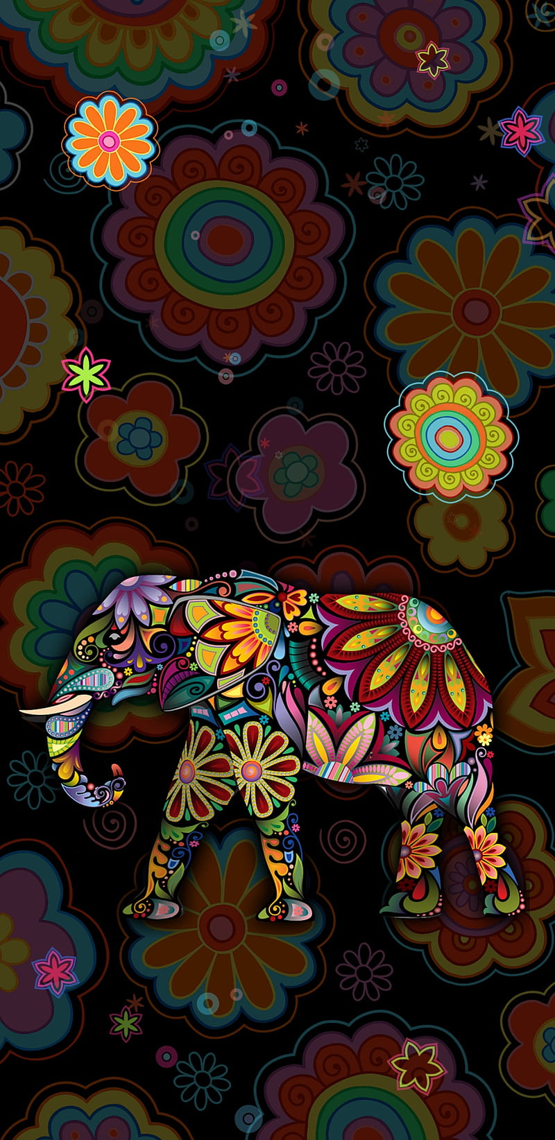 African Rainbow, africa, elephant, floral, flower, pretty, HD phone wallpaper