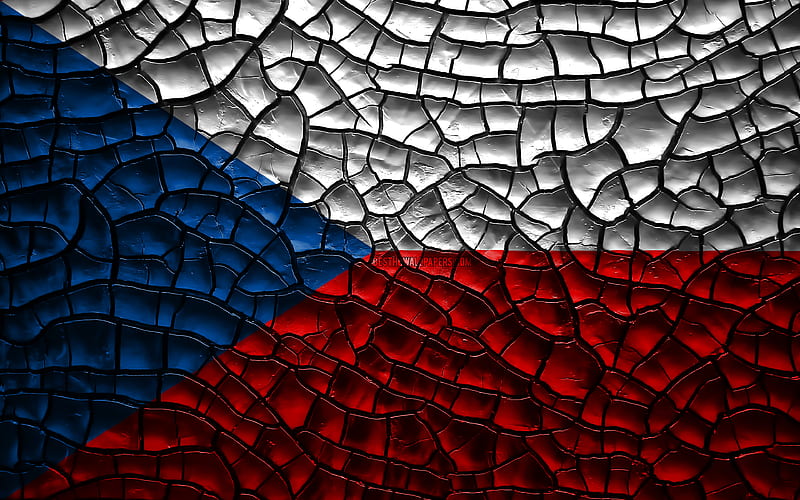 Flag of Czech Republic cracked soil, Europe, Czech flag, 3D art, Czech Republic, European countries, national symbols, Czech Republic 3D flag, HD wallpaper