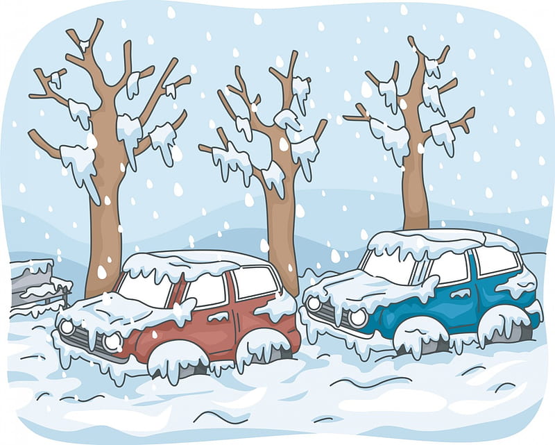 Coches atascados en la nieve, dibujos animados, nieve, invierno, coche,  Fondo de pantalla HD | Peakpx