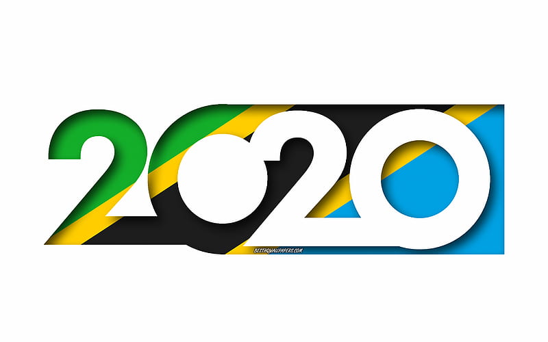 Tanzania 2020, Flag of Tanzania, white background, Tanzania, 3d art, 2020 concepts, Tanzania flag, 2020 New Year, 2020 Tanzania flag, HD wallpaper