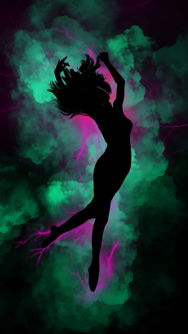 Fall into lightning, dance, girl, black, body, cloud, dark, face light,  pink, HD phone wallpaper | Peakpx