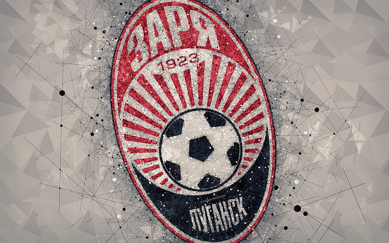 FC Zorya Luhansk logo, geometric art, Ukrainian football club, gray background, emblem, Ukrainian Premier League, Lugansk, Ukraine, football, HD wallpaper