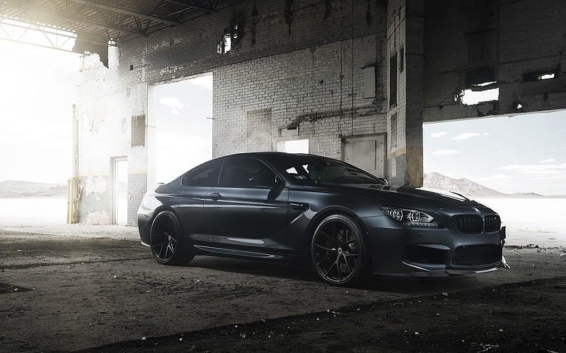 Coupe, f12, bmw m6, gray bmw, ruins, tuning, HD wallpaper