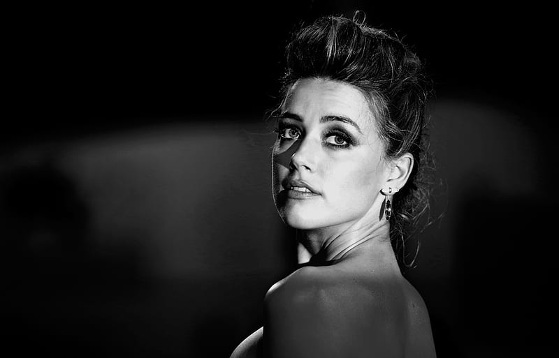 Amber Heard 2017, amber-heard, celebrities, girls, monochrome, black-and-white, HD wallpaper