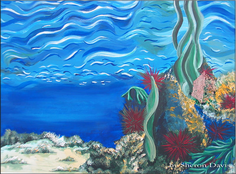 Coral Reef, ocean floor, art, HD wallpaper