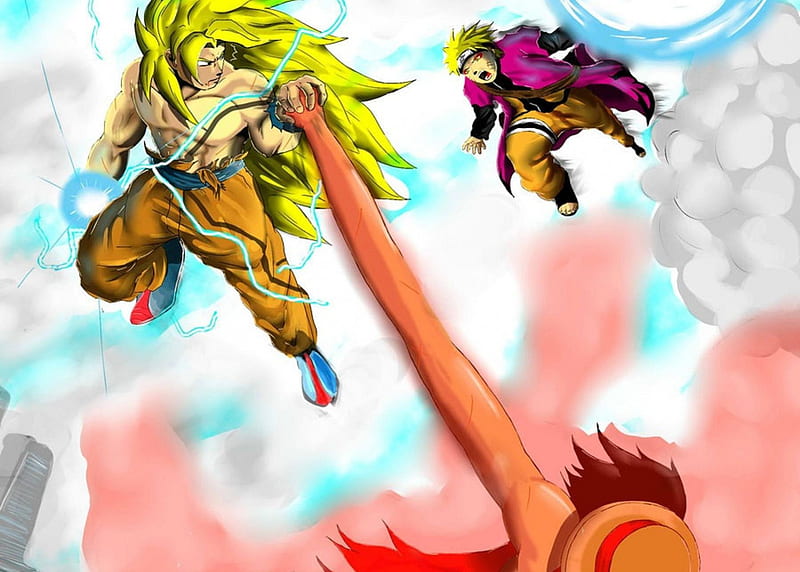 Goku VS Luffy & Naruto, goku, naruto, dragonballz, uzumaki naruto, naruto  shippuuden, HD wallpaper | Peakpx