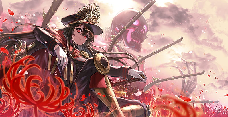 Fate Grand Order, Military Uniform, Red Eyes, Oda Nobunaga, Demon Archer - Resolution:, HD wallpaper