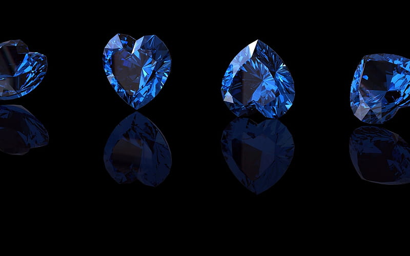 Sapphires, stone, black, precious, jewel, sapphire, blue, HD wallpaper