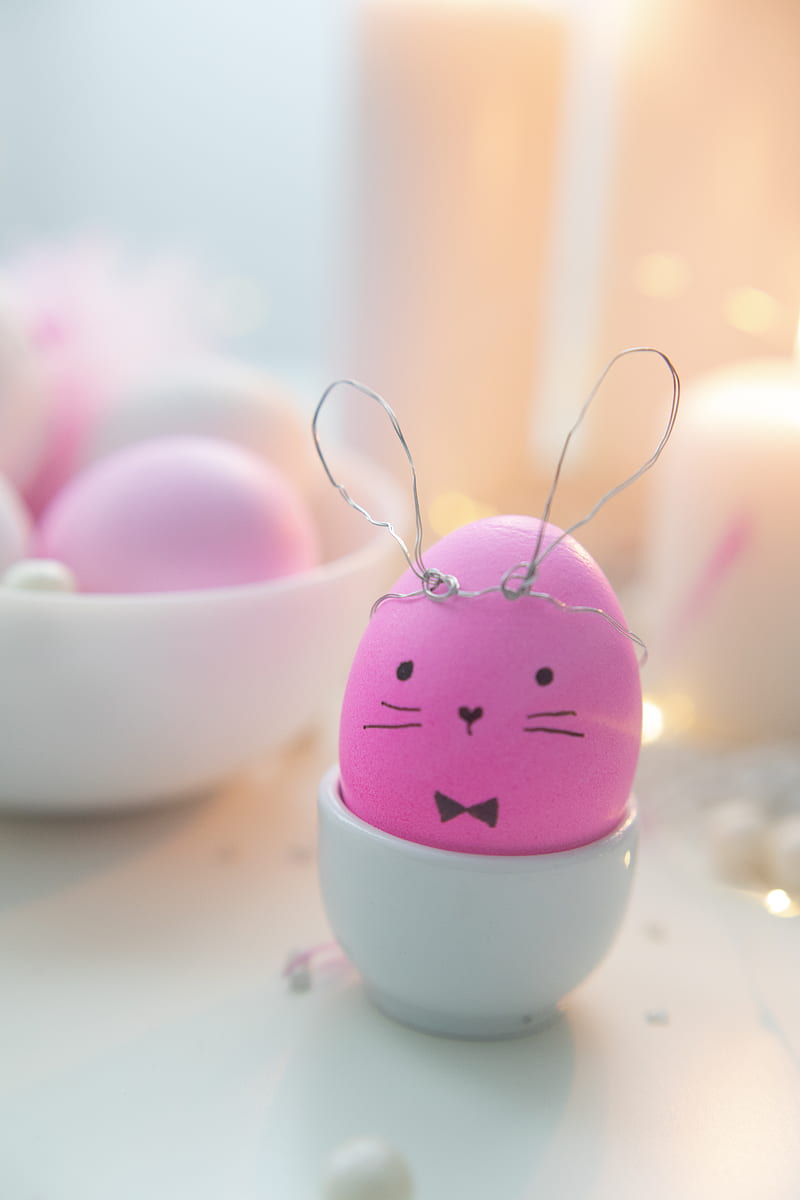 Pink Decorated Egg On A Ceramic Cup, HD phone wallpaper