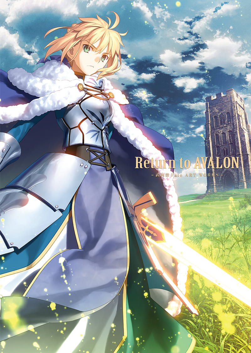 Fate stay night, saber, sword, cape, tower, clouds, field, Anime, HD phone  wallpaper | Peakpx