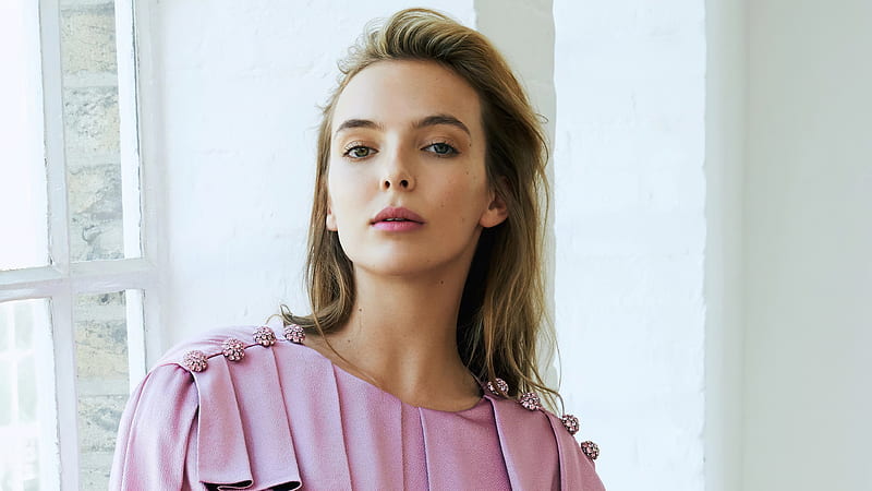 Jodie Comer Is Wearing Light Pink Top With A Background Of White Wall Celebrities, HD wallpaper