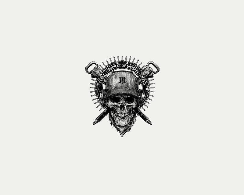 Death Metal, black, division, noise, skull, terror, white, HD wallpaper
