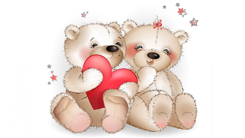Teddy Bears N Love, stars, romance, cuddly, sweet, cute, teddy ...