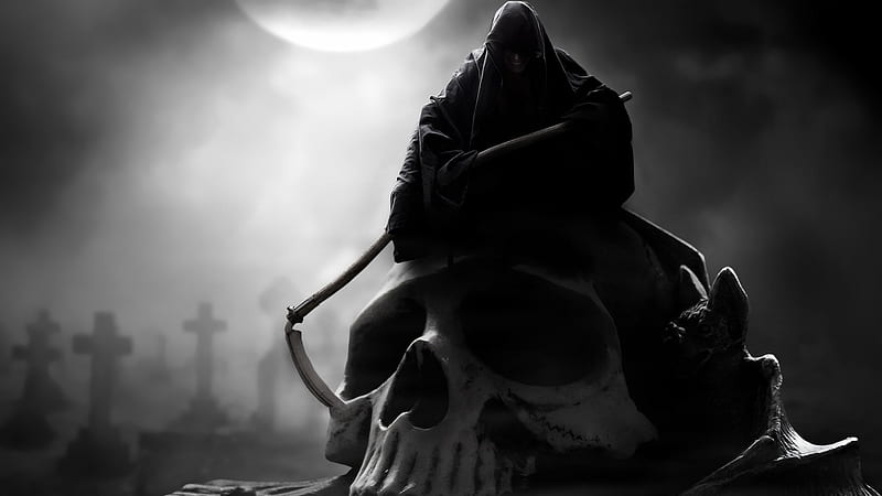Grim Reaper, black, soul of dead, skull, HD wallpaper