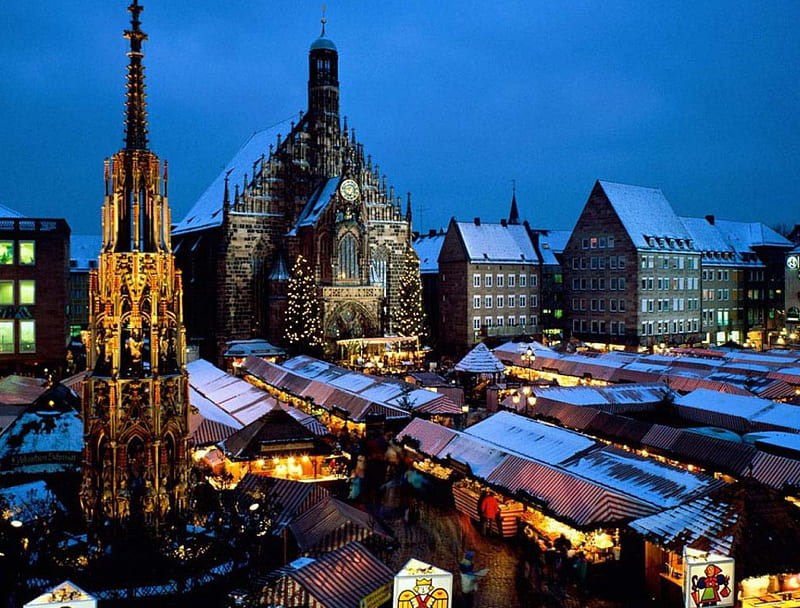 Christkindl Market, Germany, arquitecture, nuremberg, germany, christkindl, bavaria, market, HD wallpaper