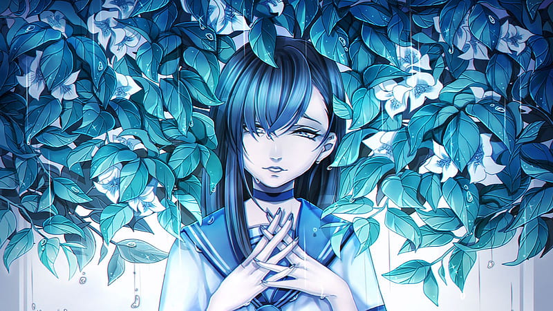 Girl, anime, sadness, leaves, art 16:9 background, Sad Paintings, HD  wallpaper | Peakpx