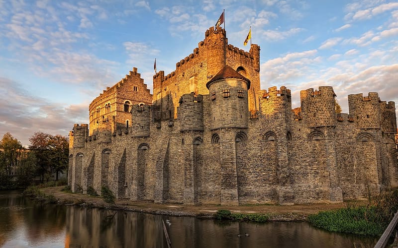 Castles, Belgium, Moat, , Castle, Gravensteen, HD wallpaper