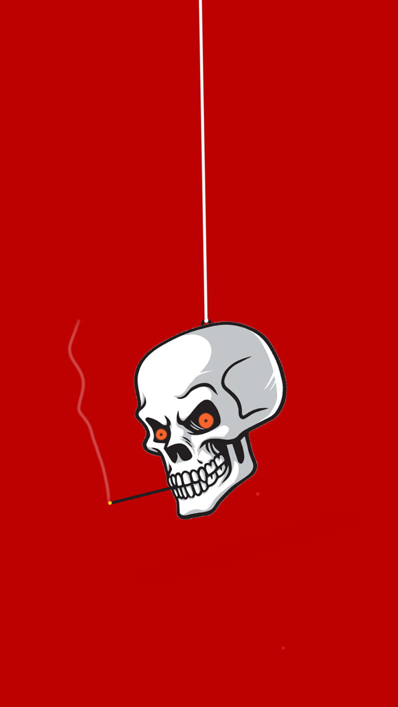 SMOKING KILLS, head, red, skeleton, smoke, HD phone wallpaper