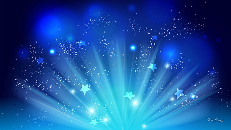 Fan of Stars and Light, cyan, sparkle, stars, glow, fan, blue, HD wallpaper