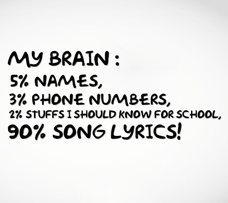 My Brain, funny, names, phone numbers, saying, school, song lyrics, HD wallpaper