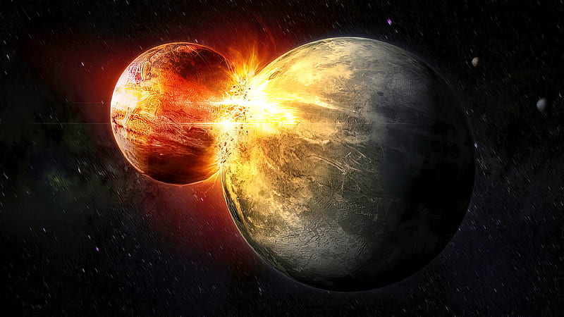 Collision of Planets, HD wallpaper