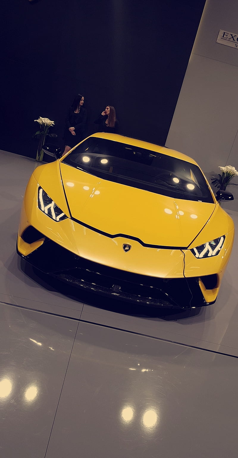 Huracan Performante, 2018, lambo, lamborghini, lamborghini huracan, yellow lamborghini, zagreb auto show 2018, HD phone wallpaper