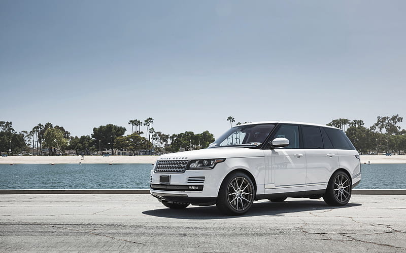 Range Rover Vogue, tuning, British cars, business class, luxury car, SUV, white Vogue, Land Rover, HD wallpaper