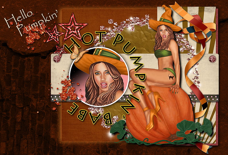 Pumpkin' Babe, babe, sexy, pumpkin, helloween, HD wallpaper