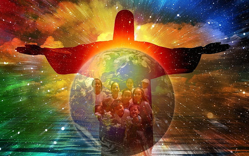 Children of God, children, Earth, space, Jesus, God, HD wallpaper