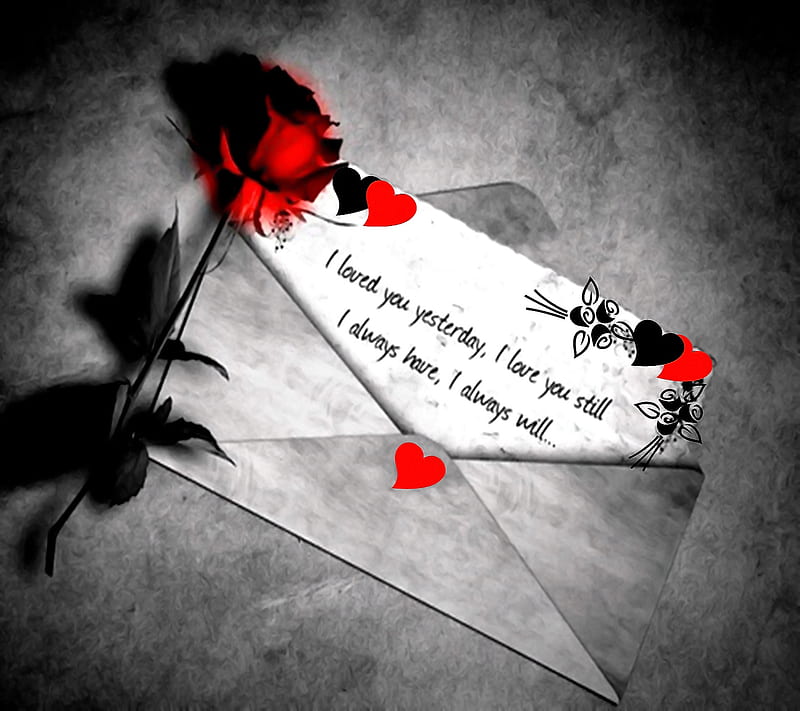 love letter, felings, siempre, heart, message, rose, HD wallpaper
